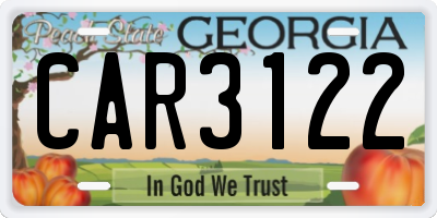 GA license plate CAR3122