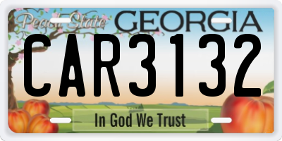 GA license plate CAR3132