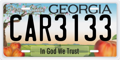 GA license plate CAR3133