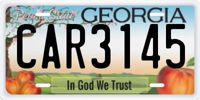 GA license plate CAR3145
