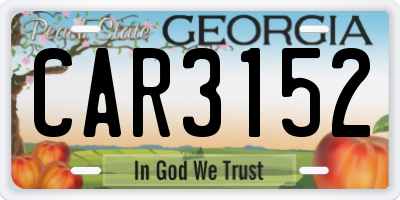 GA license plate CAR3152