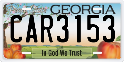 GA license plate CAR3153