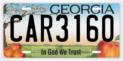 GA license plate CAR3160