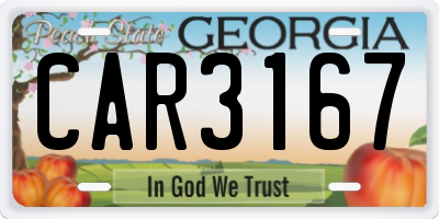 GA license plate CAR3167