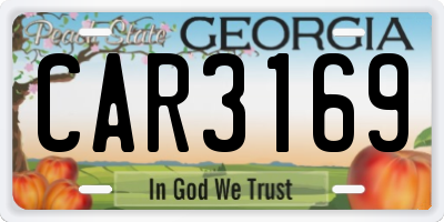 GA license plate CAR3169
