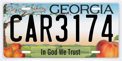 GA license plate CAR3174