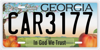 GA license plate CAR3177