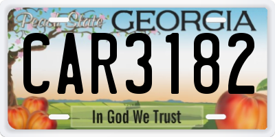GA license plate CAR3182