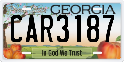 GA license plate CAR3187