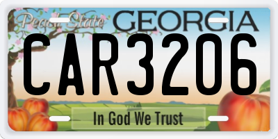 GA license plate CAR3206