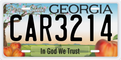 GA license plate CAR3214
