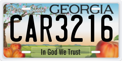 GA license plate CAR3216