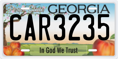GA license plate CAR3235