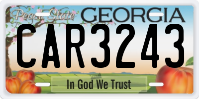 GA license plate CAR3243