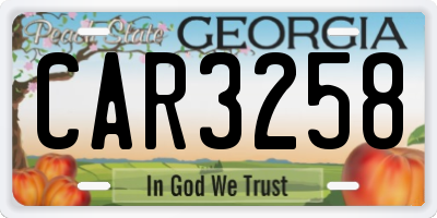 GA license plate CAR3258