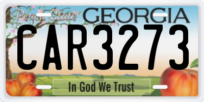GA license plate CAR3273