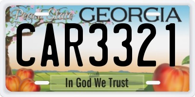 GA license plate CAR3321