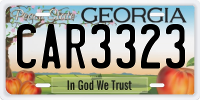 GA license plate CAR3323