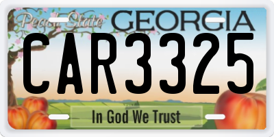 GA license plate CAR3325
