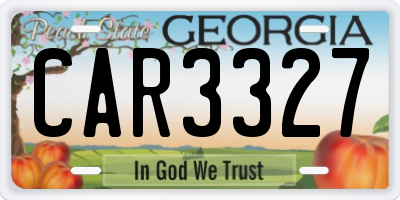 GA license plate CAR3327