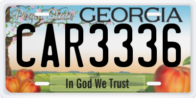 GA license plate CAR3336