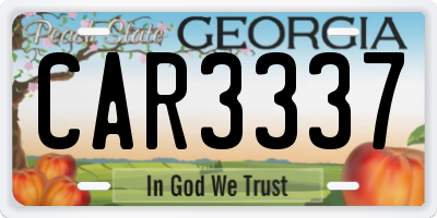 GA license plate CAR3337