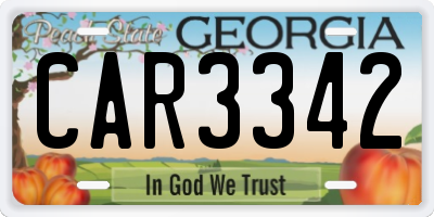 GA license plate CAR3342
