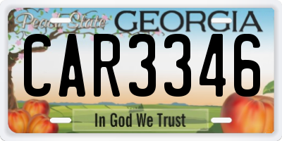 GA license plate CAR3346