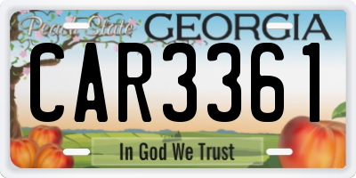GA license plate CAR3361