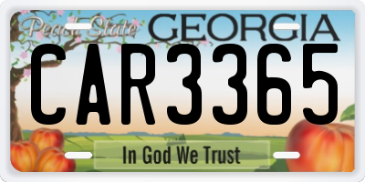 GA license plate CAR3365