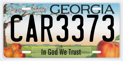 GA license plate CAR3373