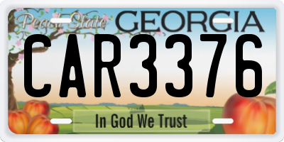 GA license plate CAR3376