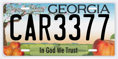 GA license plate CAR3377