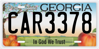 GA license plate CAR3378