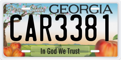 GA license plate CAR3381
