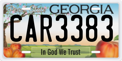 GA license plate CAR3383