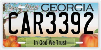 GA license plate CAR3392