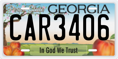 GA license plate CAR3406