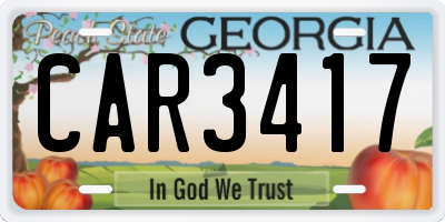 GA license plate CAR3417