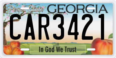 GA license plate CAR3421