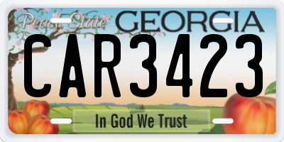 GA license plate CAR3423