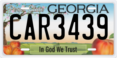 GA license plate CAR3439
