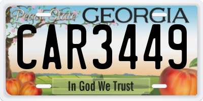 GA license plate CAR3449