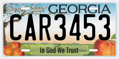 GA license plate CAR3453