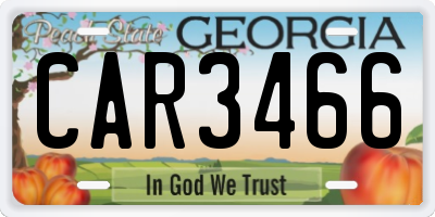 GA license plate CAR3466