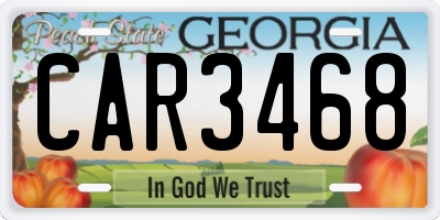 GA license plate CAR3468