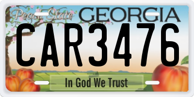 GA license plate CAR3476
