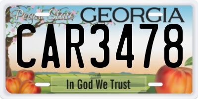 GA license plate CAR3478