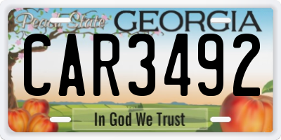 GA license plate CAR3492