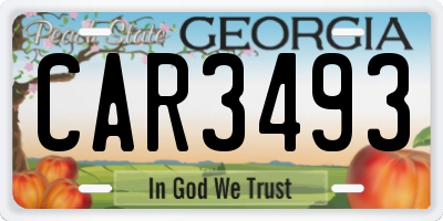 GA license plate CAR3493